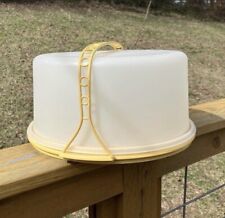 Vintage Tupperware Cake Carrier, Cake Taker, Gold, 3PC, W/ Handle, 12 Inch picture