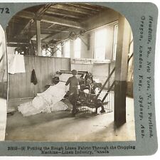 Canadian Linen Mill Machine Stereoview c1908 Keystone Canada Fabric Factory H813 picture