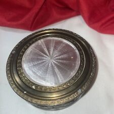 Vintage P.N.C.W. Metal Powder Box with Glass Insert picture