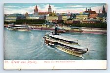 Rhine River Passenger Steamer Ships Boats Mainz Germany c.1910 picture