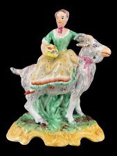 Antique Old Staffordshire Ware English Figurine Woman On Goat 7.25