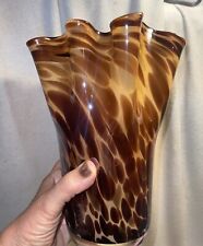 Large handblown VASE with a Leopard print & a pearlized hue on the outside. picture