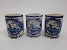 Vintage Holland Hand Painted Delft Shot Glass Shooters - 3 Vandermint picture