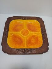 VTG MCM Treasure Craft Divided Serving/Snack Tray Yellow & red picture