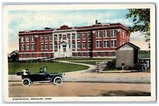 1921 High School Building Classic Car Amesbury Massachusetts MA Vintage Postcard picture