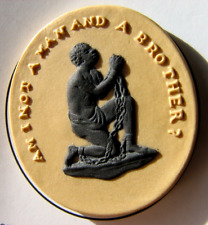 WEDGWOOD CANE/BLACK JASPER MEDAL '' AM i NOT A MAN AND A BROTHER '' WILBERFORCE picture