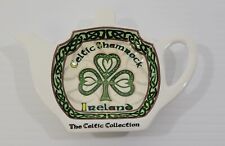 N) Celtic Shamrock Collection Ireland Tea Bag Holder Teapot Ceramic Plate picture