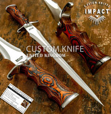 IMPACT CUTLERY RARE CUSTOM D2 LARGE DAGGER KNIFE EXOTIC WOOD HANDLE picture