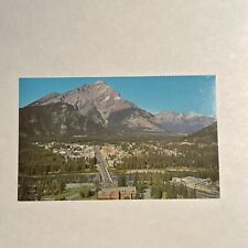 Banff Alberta With Cascade Mountains Vintage Postcard Aerial Canada picture