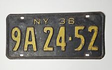 VINTAGE 1936 NEW YORK LICENSE PLATE TAG #9A24-52 USA picture