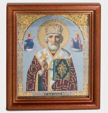 Saint Nicholas the Wonderworker Orthodox Icon in Wooden Frame,5x6.5  picture