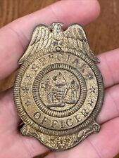 Early Antique Obsolete Special Officer Badge Brass Police Warden Guard Sheriff picture