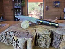 Bark River Knives Bushcraft Scout Black Suretouch Yellow Liners Brass Pins Used picture
