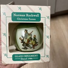 Hallmark Norman Rockwell Christmas Scenes Glass Ornament NIB NEW 1986 FAST 📦🌎 picture