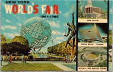 1964 NEW YORK WORLD'S FAIR Postcard Multi-View / Sudan Pavilion & Shea Stadium picture
