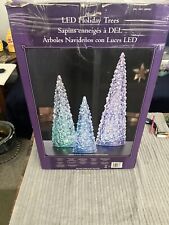 Set Of 3 Colour Changing Acrylic Ice Cube Christmas Trees With LED Lights picture