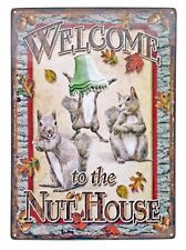 Squirrel-Welcome To The Nut House Embossed TIN SIGN Funny Wall Poster Decor picture