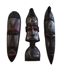 Set of 3 Handcrafted Wood African Tribal Mask Made in Ghana Decorative wall art picture