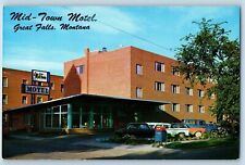 Great Falls Montana Postcard Mid-Town Motel Classic Cars Building c1960 Unposted picture