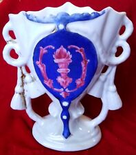 1817 Porcelain Hand Painted Torch Antique Vase / Planter Colorful Blue vtg  picture