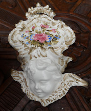 Vintage Floral angel Faience Holy water font picture