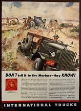 1941 INTERNATIONAL TRUCKS Vintage Print Ad US Marines World War II Jeep Battle picture