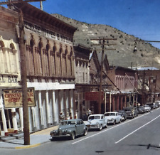 C Street Virginia City Nevada Postcard Vintage Classic Cars Downtown Crystal Bar picture