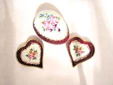 VTG Goudeville Limoges fait main decor egg and 2 heart shaped small dishes picture