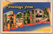 FLORIDA 1938 Large Letter Greetings Postcard Fort Myers Postmark picture
