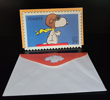 Vintage Hallmark USPS PEANUTS Snoopy Red Baron Blank Note Card w/Envelope (2001) picture