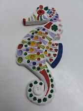 Seahorse-brightly colored clay wall hanger , about 8