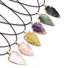 Crystal Natural Stone Arrow Carved Pendant Druzy Stone Necklace Chakra Handmade picture