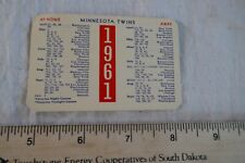 Vtg 1961 Minnesota Twins Schedule Card Standard Oil Only 1 on eBay Lot 23-8-D picture