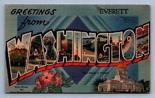 Postcard Vintage Postmarked 1943 Greetings Washington State Evergreen State picture