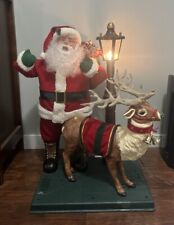 SANTA & REINDEER ANIMATED DISPLAY / HOLIDAY CREATIONS / VINTAGE 1997-XL 36” SIZE picture