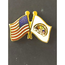 American Flag BFCL International Order of Rainbow Double Hat Lapel Pinback picture