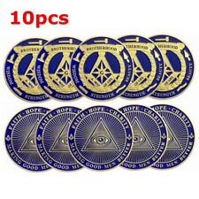 10pcs Masonic Challenge Coin Blue Lodge Gold Blue Freemasonry Coin picture