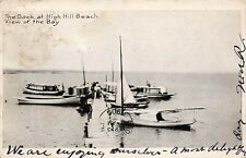 1906 NEW YORK PHOTO POSTCARD: THE DOCK AT HIGH HILL BEACH VIEW OF THE BAY, NY picture
