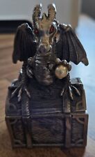 Vintage Metal Art- Oriental Pewter Dragon Figurine- Trinket Box. Sold As-Is picture