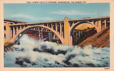 Spokane WA Washington Monroe Street Bridge Vtg Postcard C64 picture
