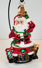 Christopher Radko Santa Claus Ornament Glittered Santa Fixing Lights picture