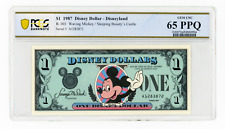 1987 FIRST EDITION $1 DISNEY DOLLAR DISNEYLAND WAVING MICKEY PCGS GEM 65 PPQ picture