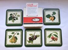 5 Vintage '80s Pimpernel Coasters Hooker's Fruits Square Cork Backs Orig. Box picture