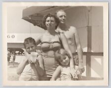 Vintage Original Photo American Family In Bathing Suits Swimsuits Vintage c1940s picture