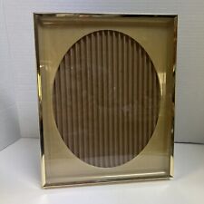Vtg 8” X 10” Gold Picture Frame Metal Oval Plastic Mat Shadowbox Tabletop READ picture