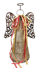 16” Angel Figurine Centerpiece Tree Topper Holiday Rustic Farmhouse Metal Burlap picture