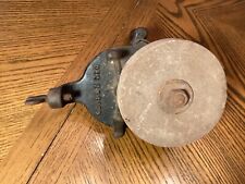 Antique Cast Iron Bench Mount Hand Crank Sharpening Stone Grinder Functional  C3 picture