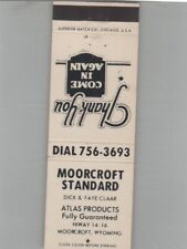 Matchbook Cover Moorcroft Standard Atlas Products Moorcroft, WY picture
