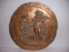 Great antique bronze oval neoclassical Roman or Greek muse high relief plaque  picture