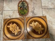 Vintage Hand Carved Wood Wall Hangings From Poland,  3 In Set. READ picture
